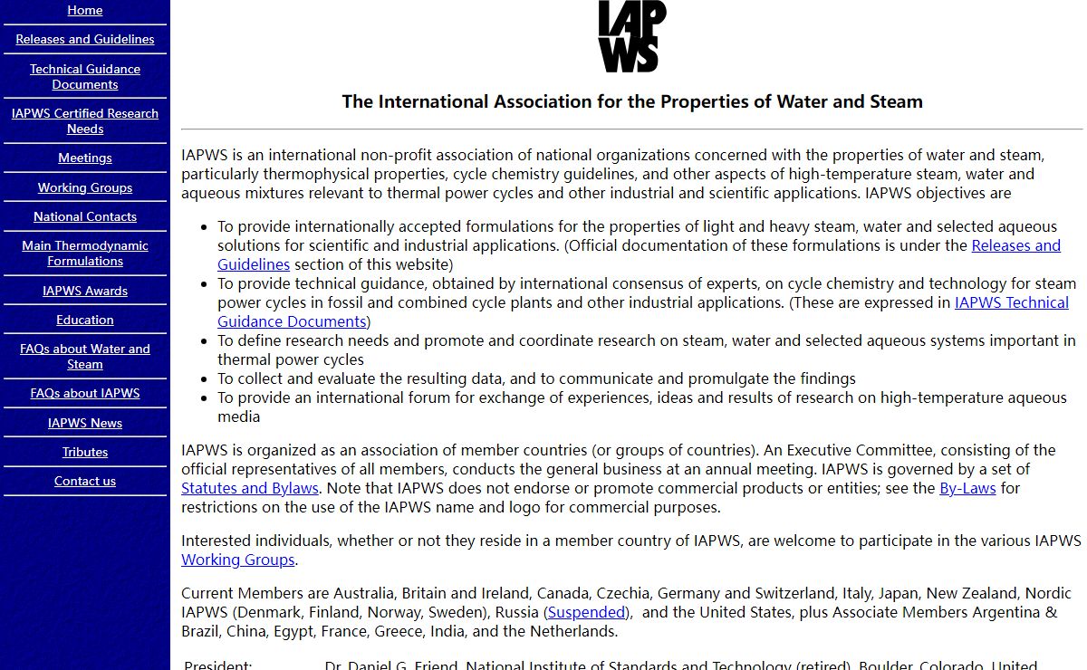 International Association for the Properties of Water and Steam