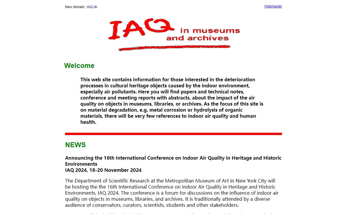 Indoor Air Quality (IAQ) in Museums and Archives