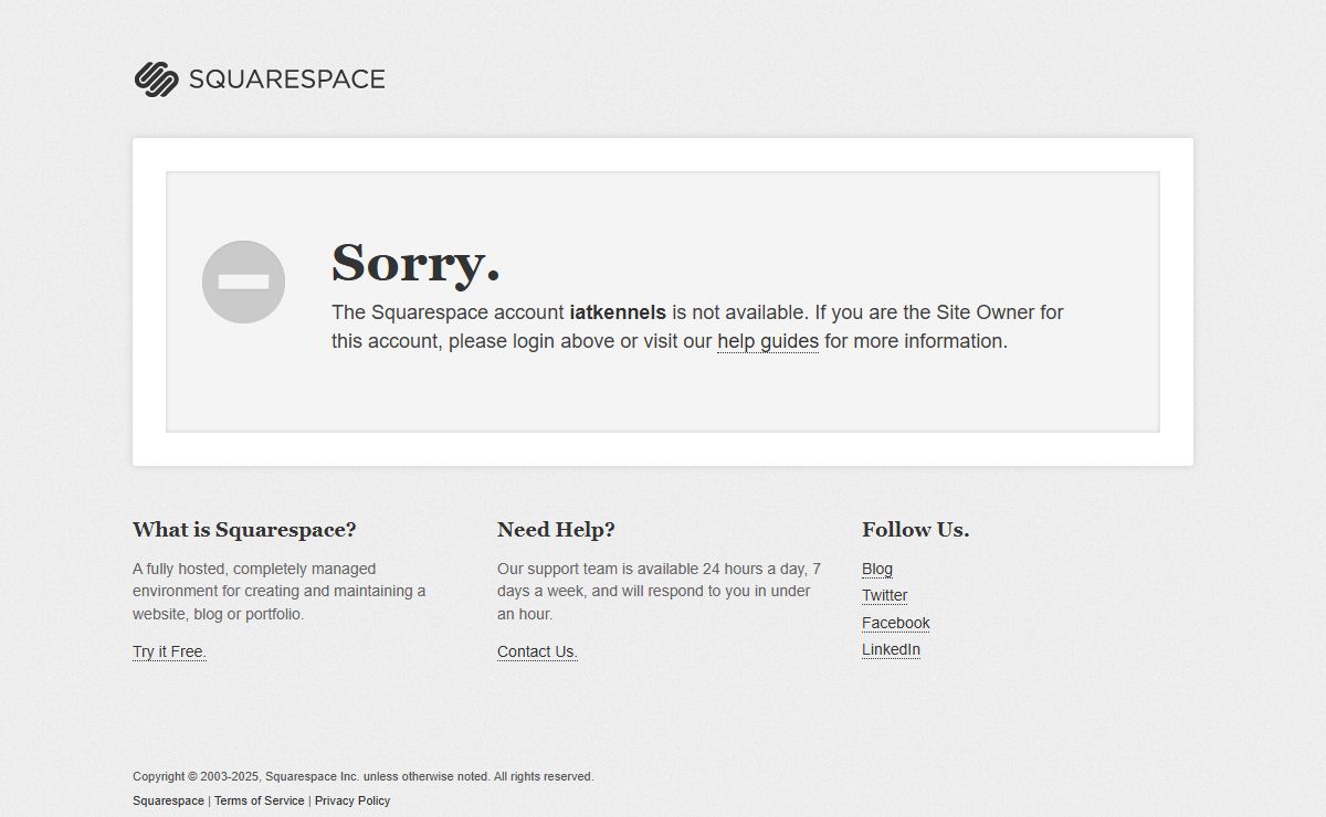 Squarespace - Account Not Available