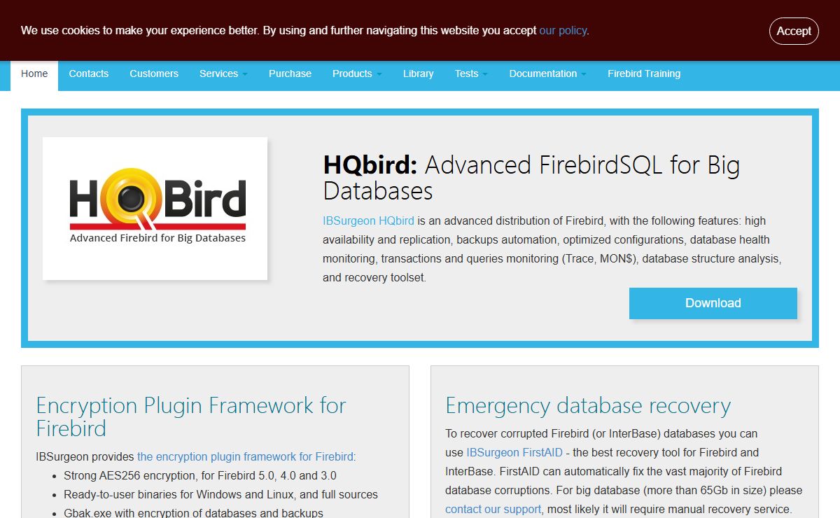 ✔Firebird recovery, optimization, and technical support. ✔HQbird - Firebird for big databases with replication, backups, monitoring, and optimization tools /Home