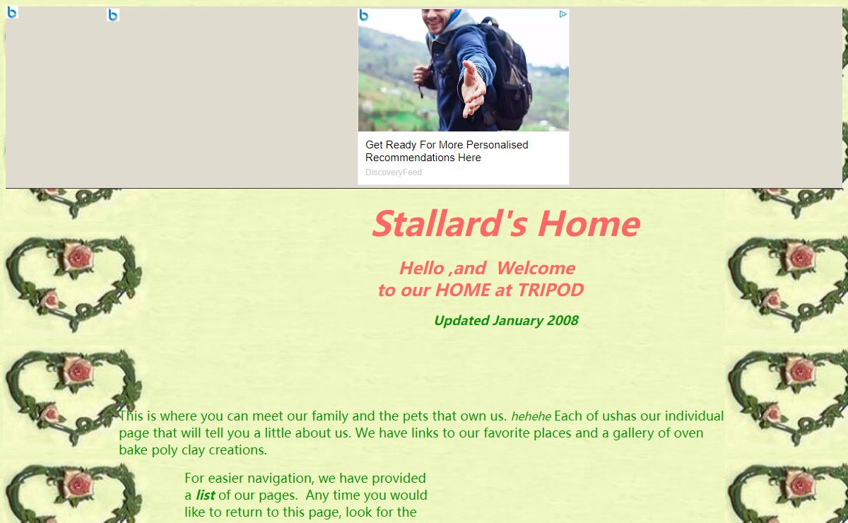 INDEX - STALLARD'S HOME at TRIPOD