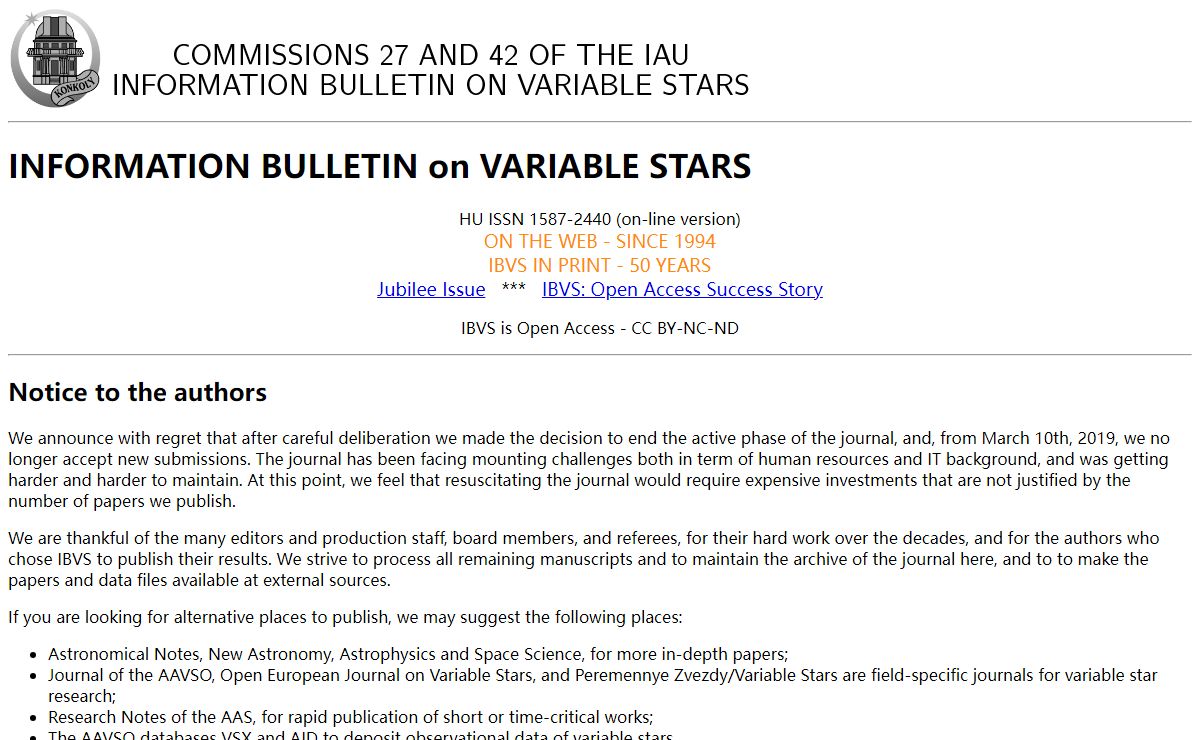 Information Bulletin on Variable Stars