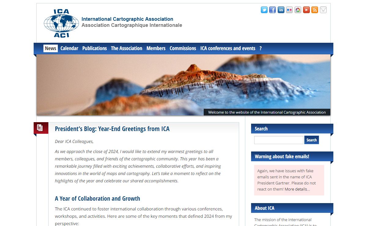 International Cartographic Association The mission of the International Cartographic Association (ICA) is to promote the discipline and profession of cartography and GIScience in an international context. International Cartographic Association