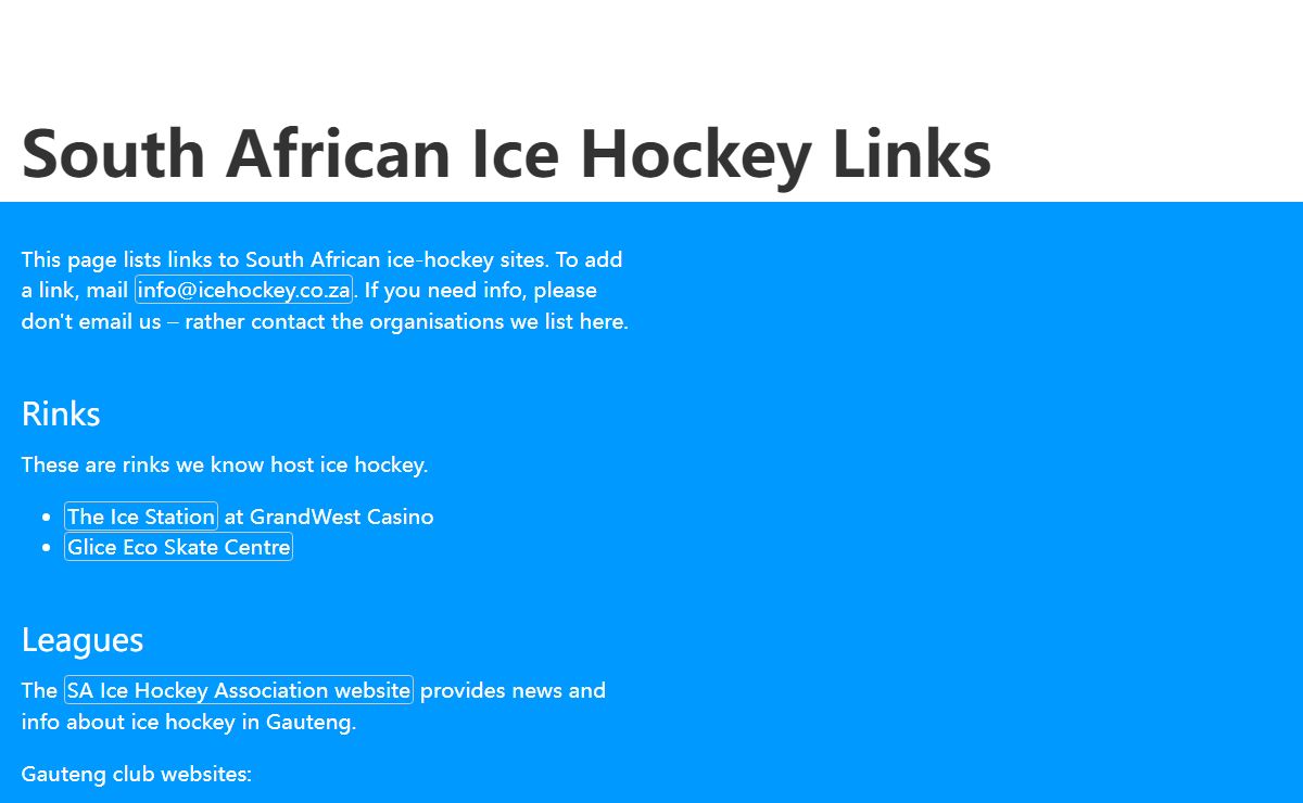 South African Ice Hockey Links