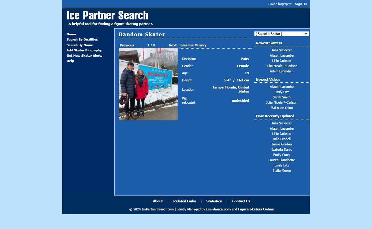 Ice Partner Search, a helpful tool for finding a figure skating partner