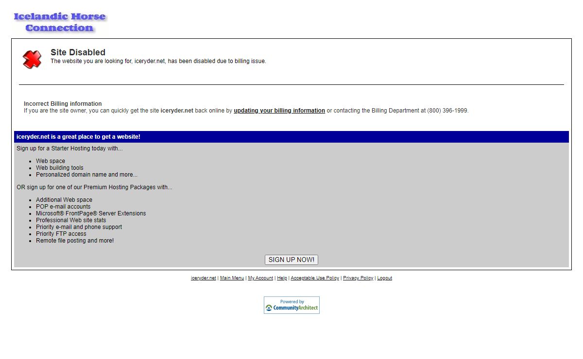 Site Disabled - iceryder.net