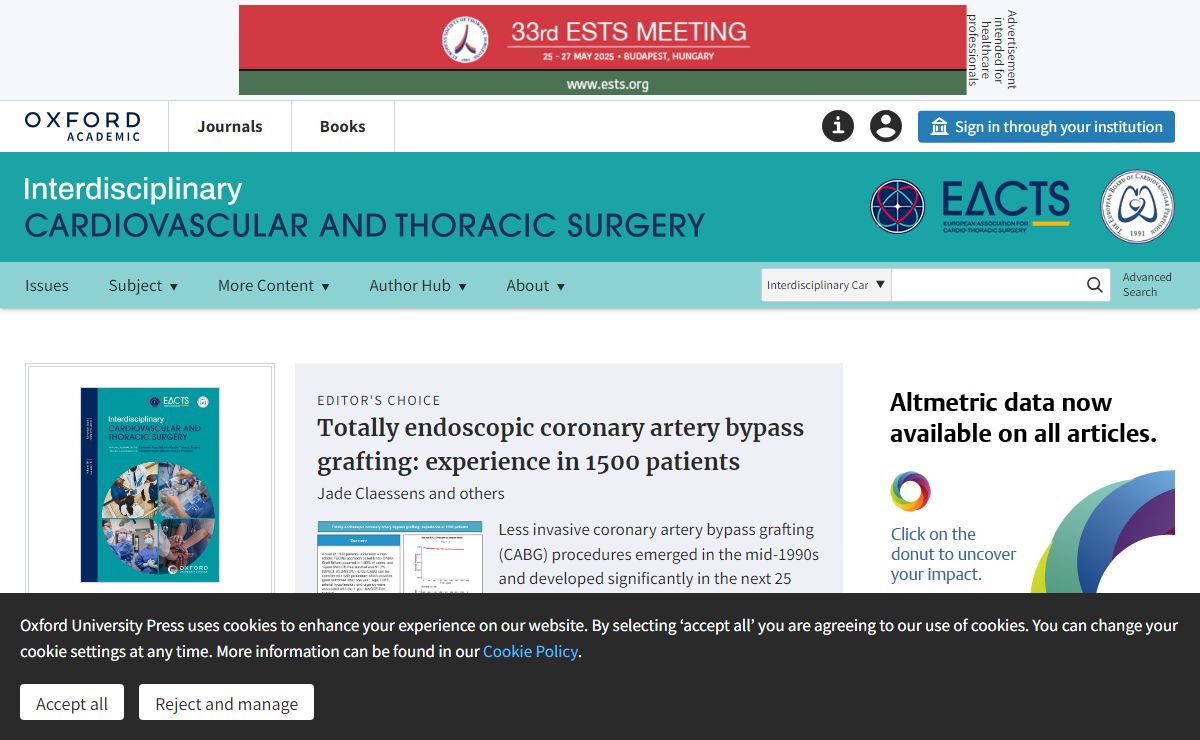Interdisciplinary CardioVascular and Thoracic Surgery | Oxford Academic