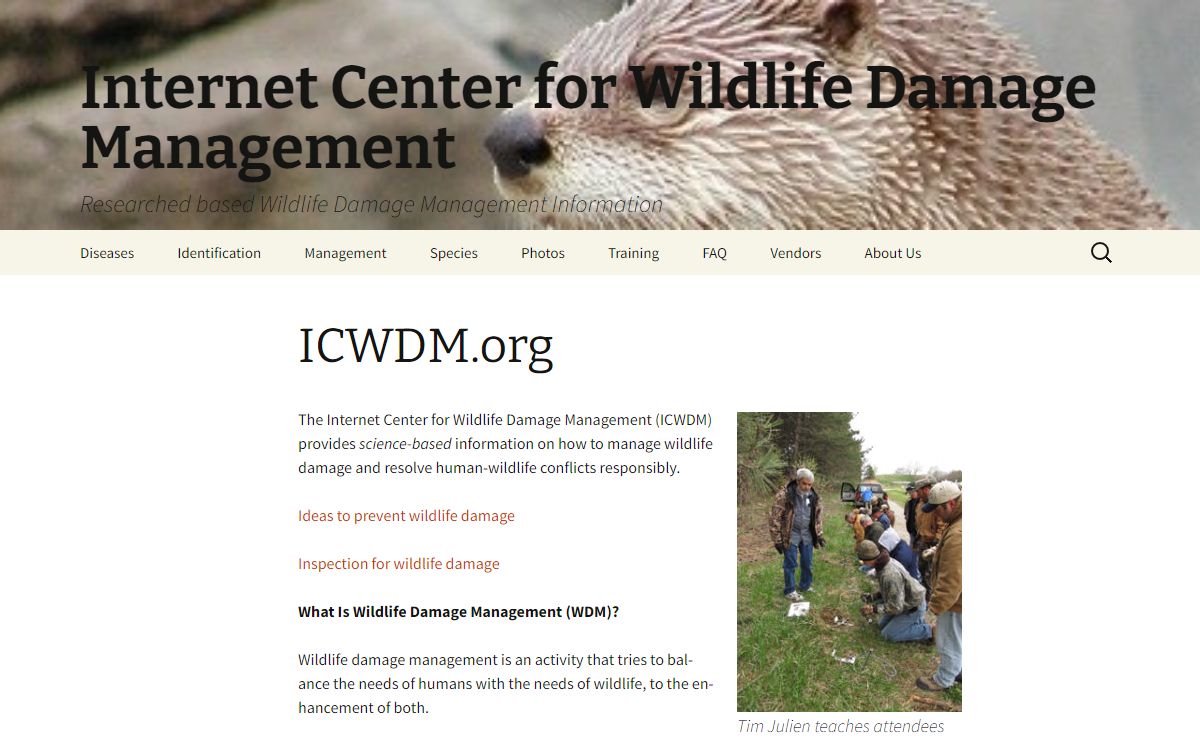 Internet Center for Wildlife Damage Management | Researched based Wildlife Damage Management Information