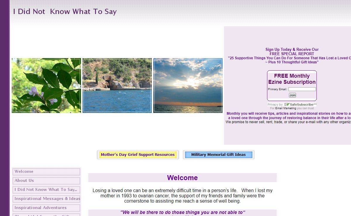Welcome to I Did Not Know What To Say-Grief Support Resources,Sympathy, Sympathy Messages