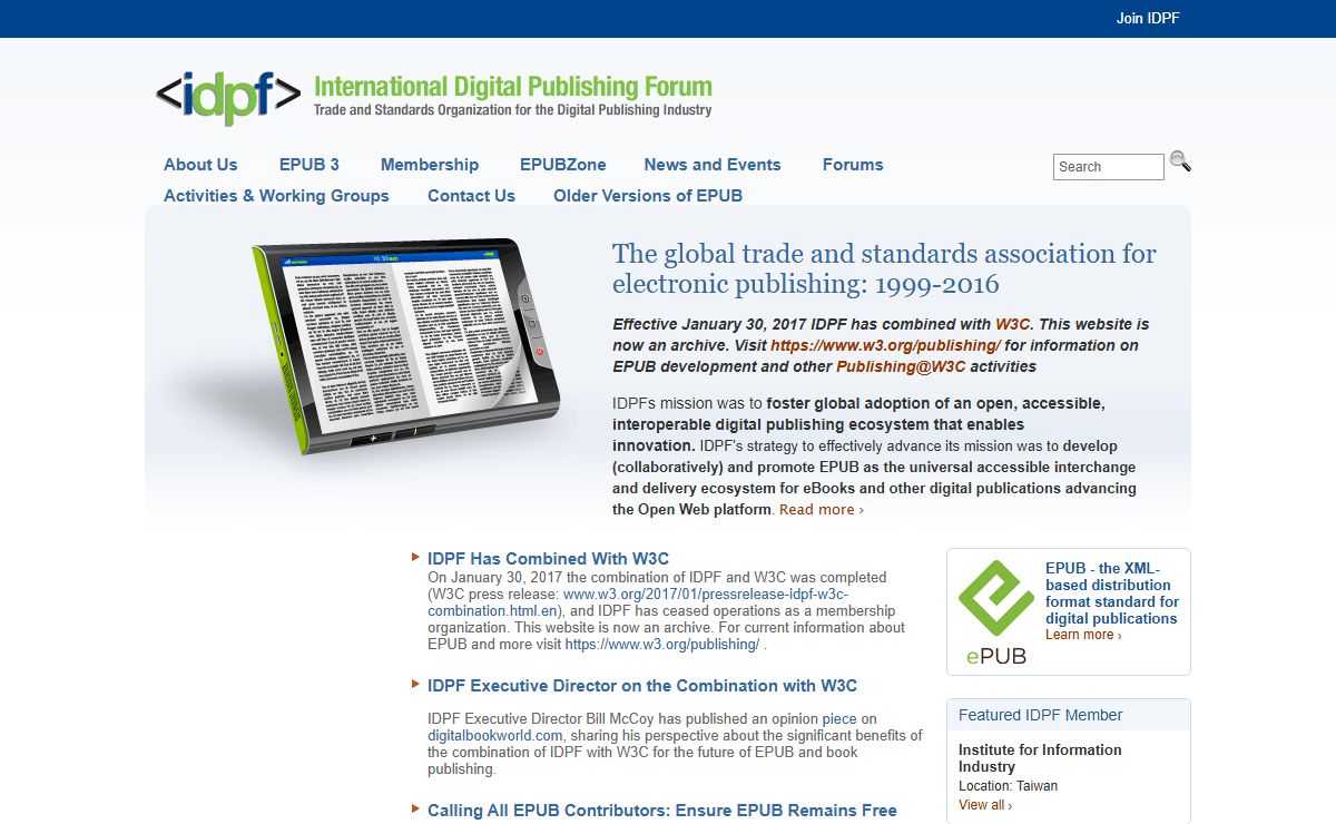 International Digital Publishing Forum | The Trade and Standards Organization for the Digital Publishing Industry