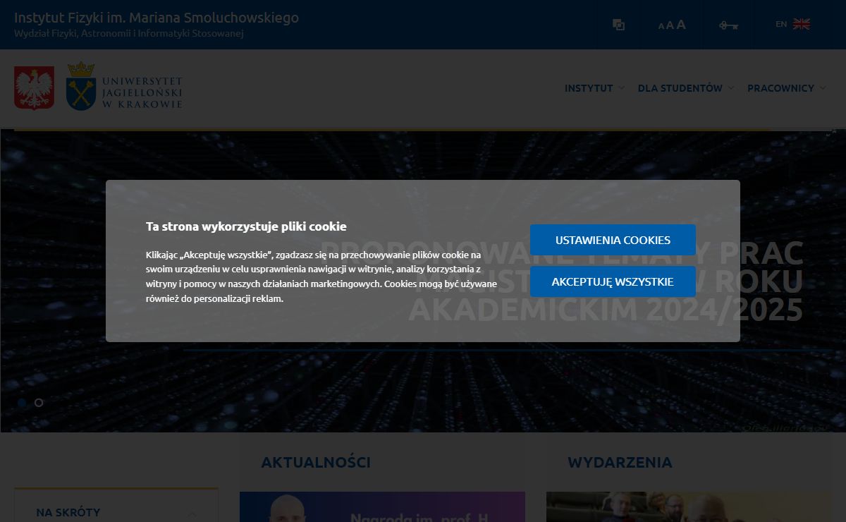 Instytut Fizyki im. Mariana Smoluchowskiego - Wydział Fizyki, Astronomii i Informatyki Stosowanej
