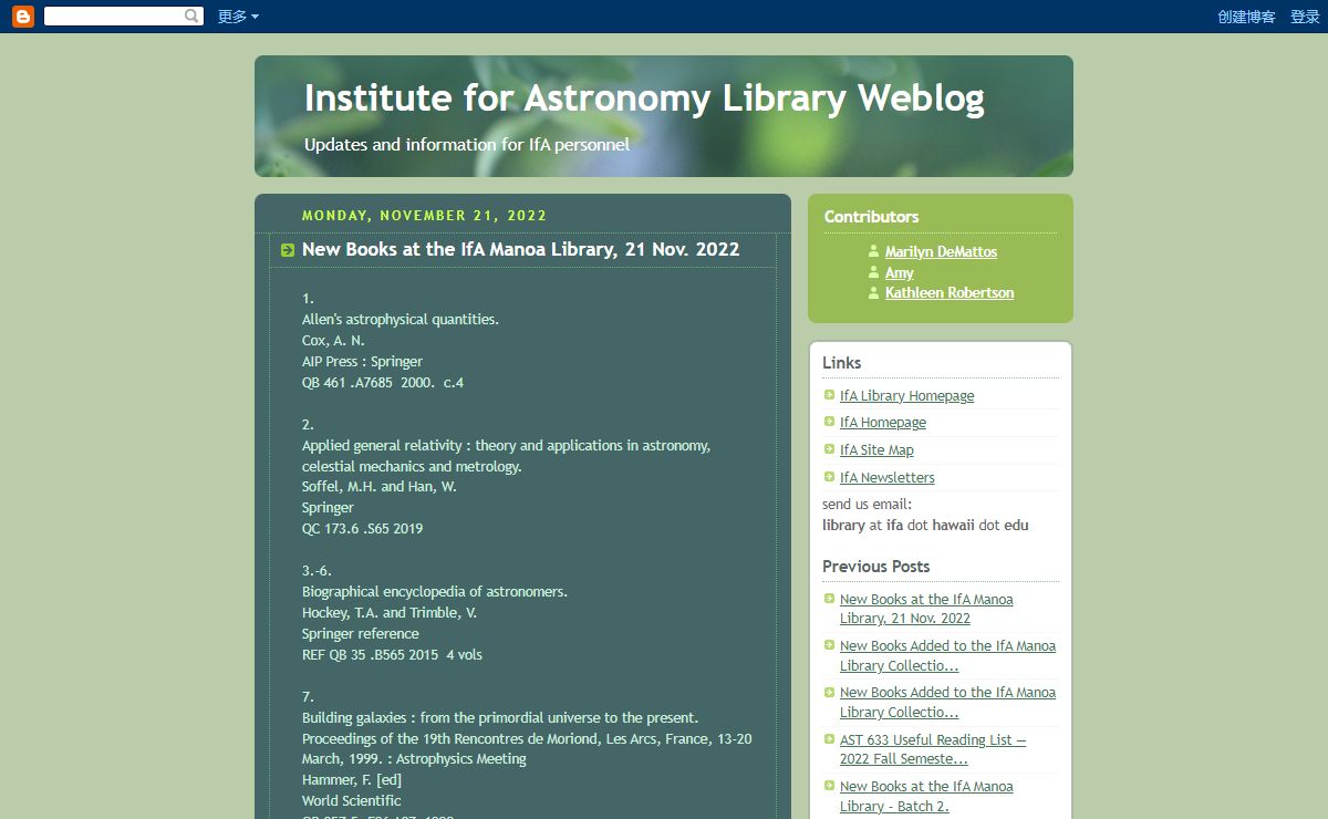 Institute for Astronomy Library Weblog
