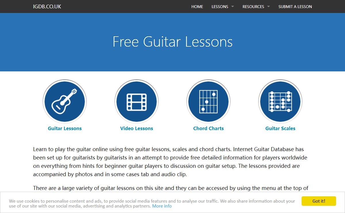 Free Guitar Lessons, Chord Charts, Scales and more | IGDb.co.uk
