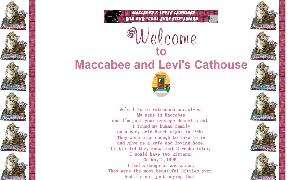 Maccabee & Levi's Cathouse the homepage of two cool cats