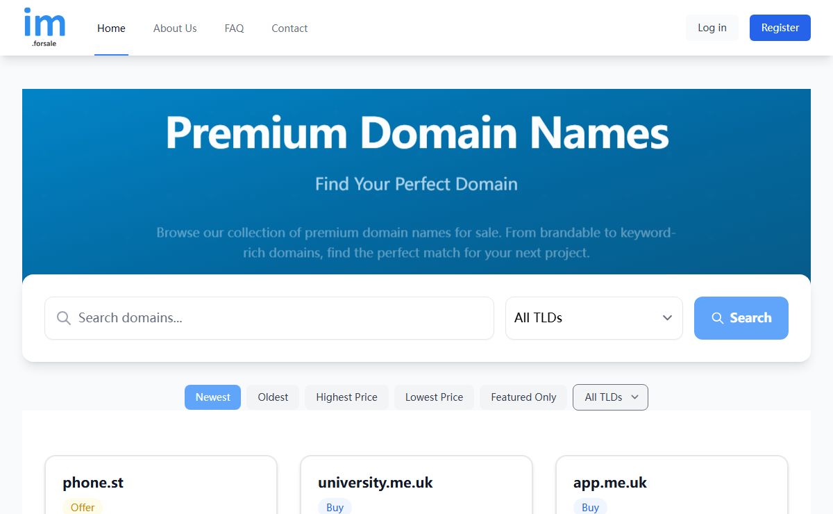Buy and Sell Domain Names - im.forsale