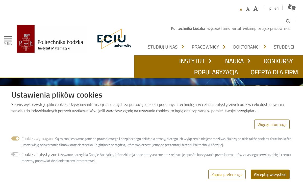 Instytut Matematyki - Politechnika Łódzka
