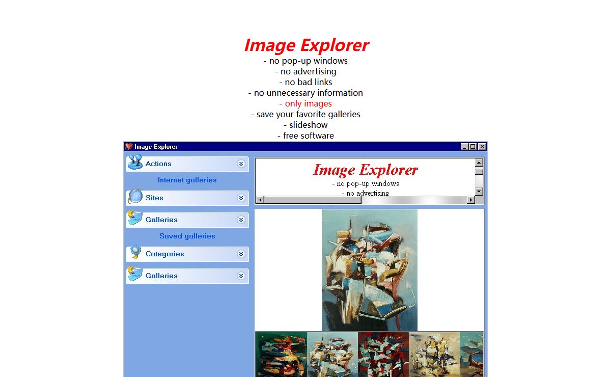 Image Explorer - Free software for convenient loading images from the Internet