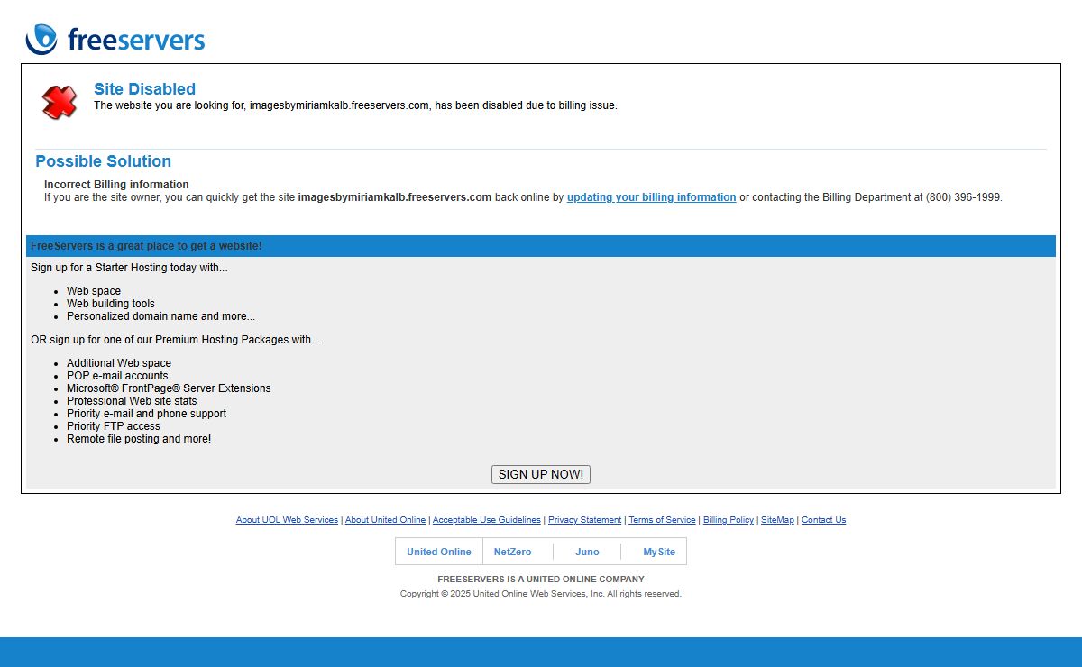 Site Disabled - FreeServers