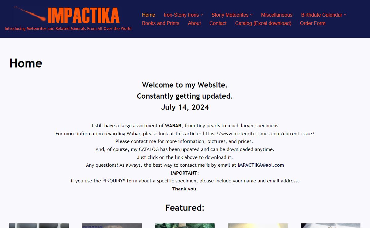 Impactika – Introducing Meteorites and Related Minerals From All Over the World