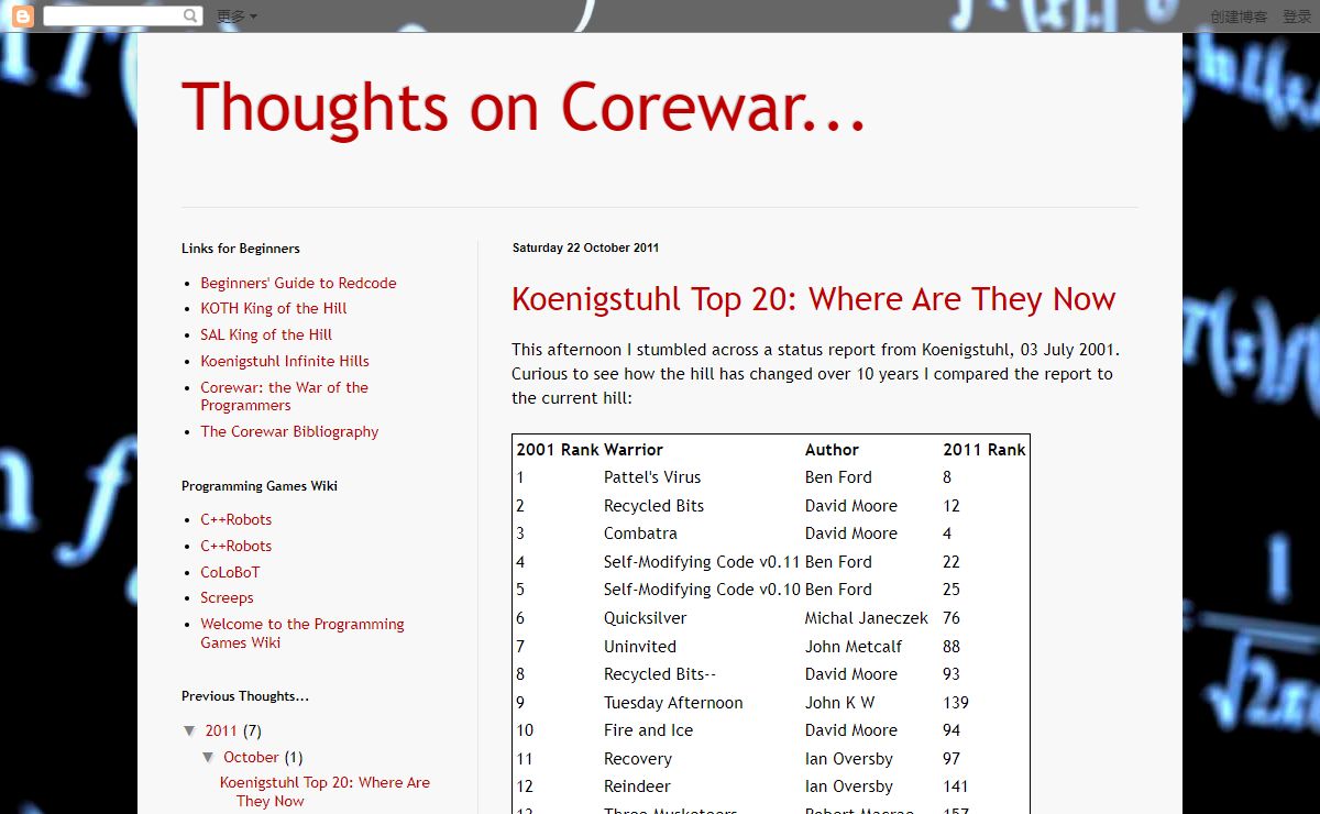 Thoughts on Corewar...