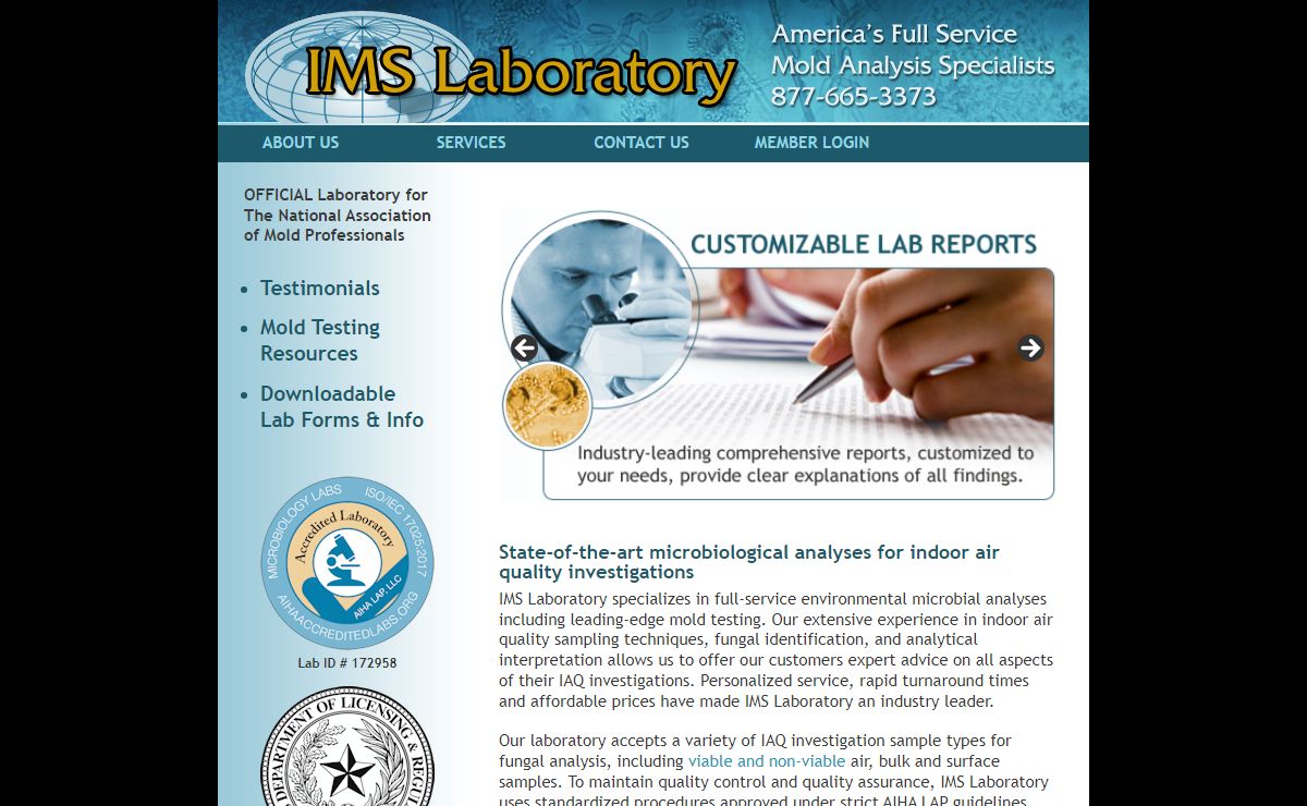 Mold Testing Lab | Microbiological Analysis | Indoor Air Quality TestingIMS Laboratory | America's Full Service Mold Analysis Specialists