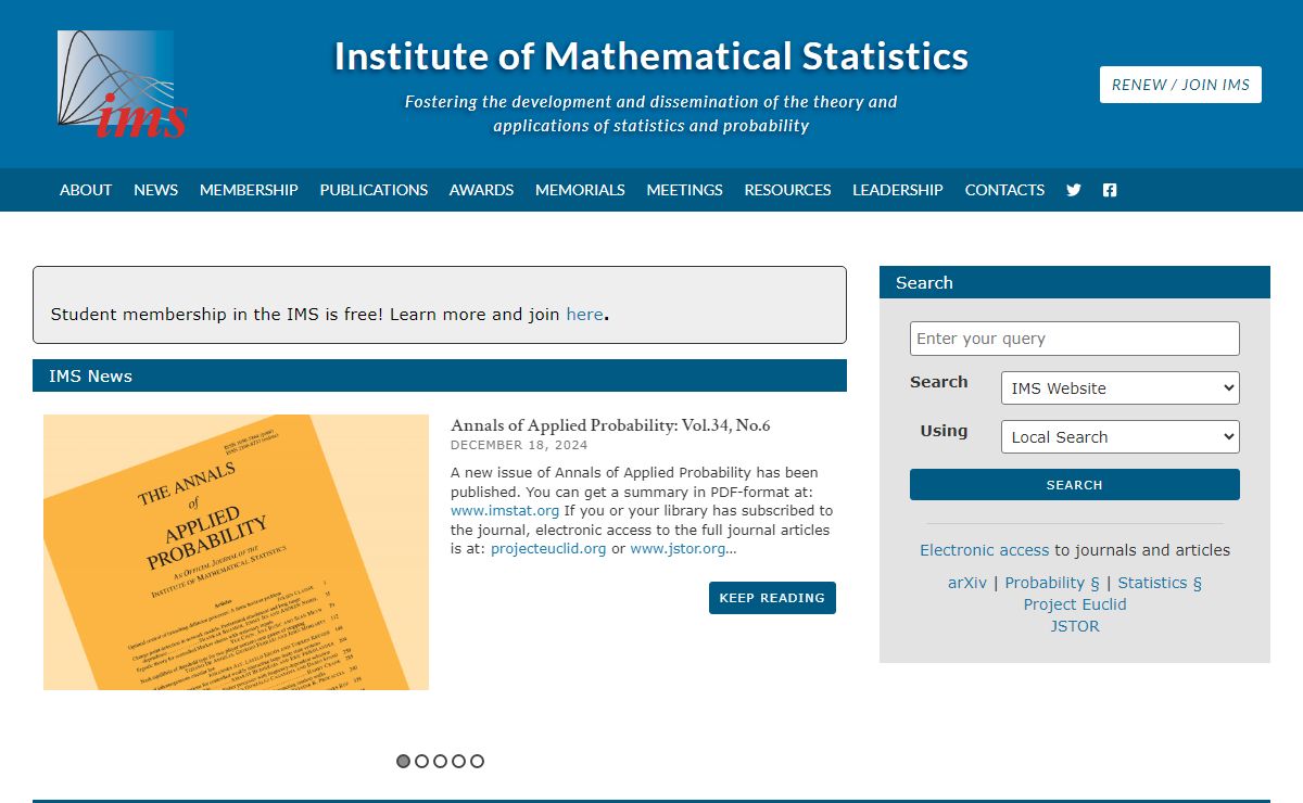 Institute of Mathematical Statistics | Fostering the development and dissemination of the theory and applications of statistics and probability