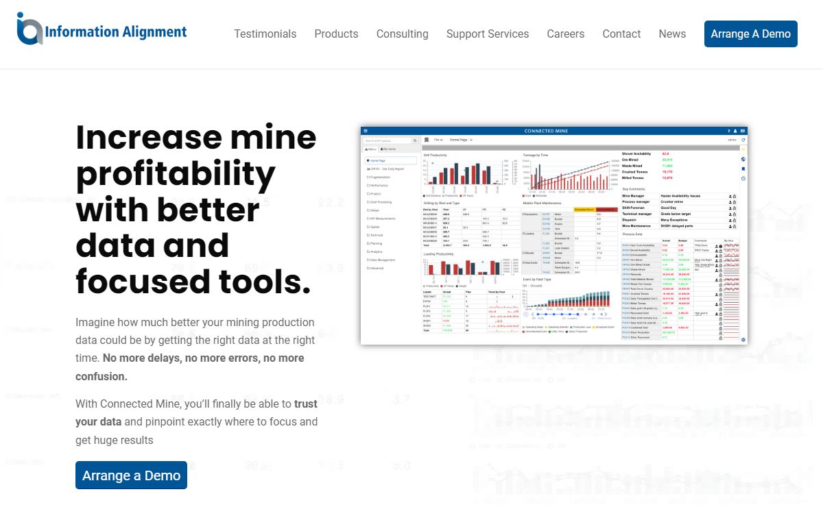 Information Alignment Home | Mine Data Software | Mining Production Data