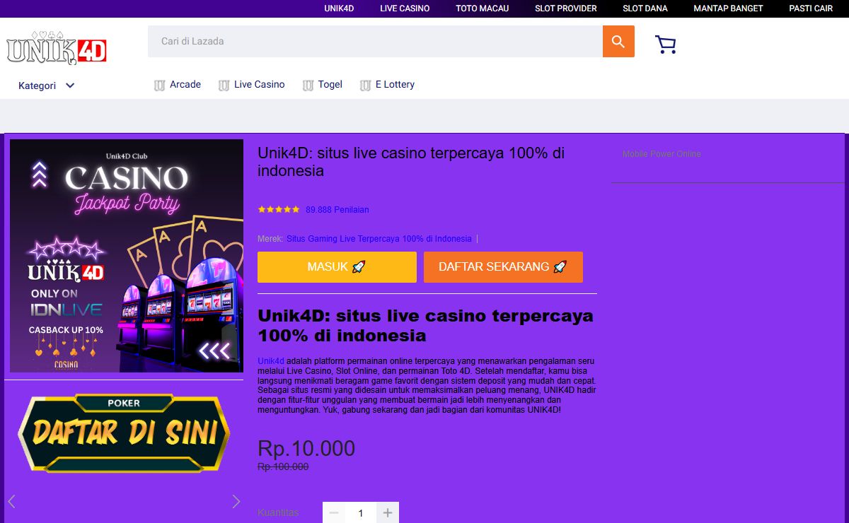 Unik4D: situs live casino terpercaya 100% di indonesia