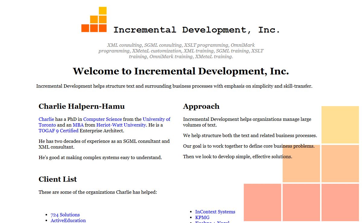 SGML and XML Consulting and Training - Incremental Development, Inc.