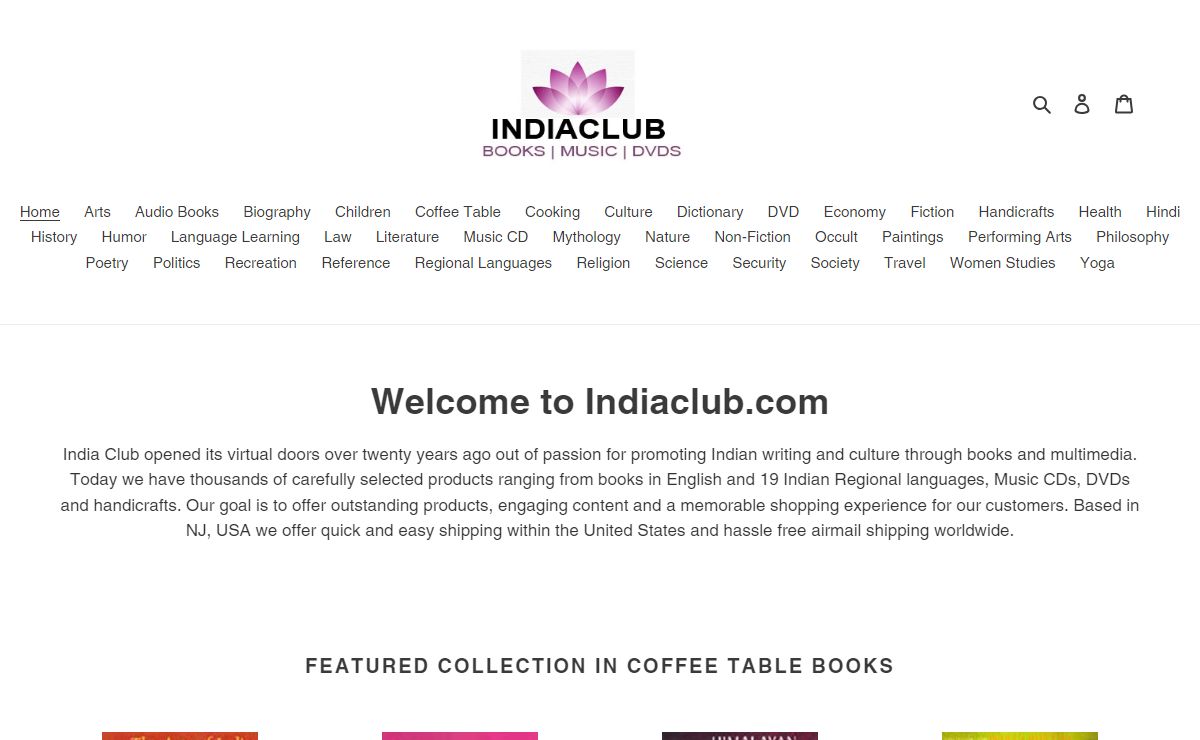 The India Club - Books, Music, DVD's and more at Indiaclub.com