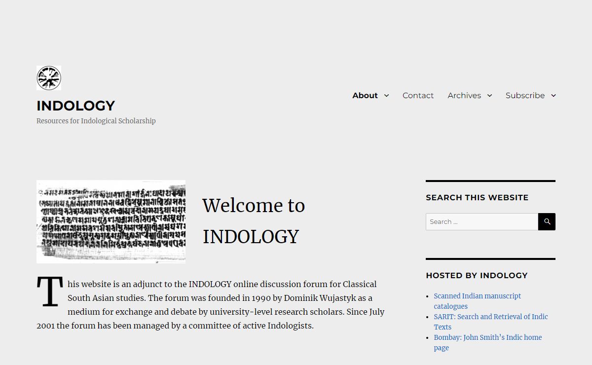 INDOLOGY – Resources for Indological Scholarship