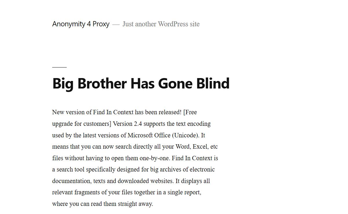 Big Brother Has Gone Blind - Anonymity 4 Proxy