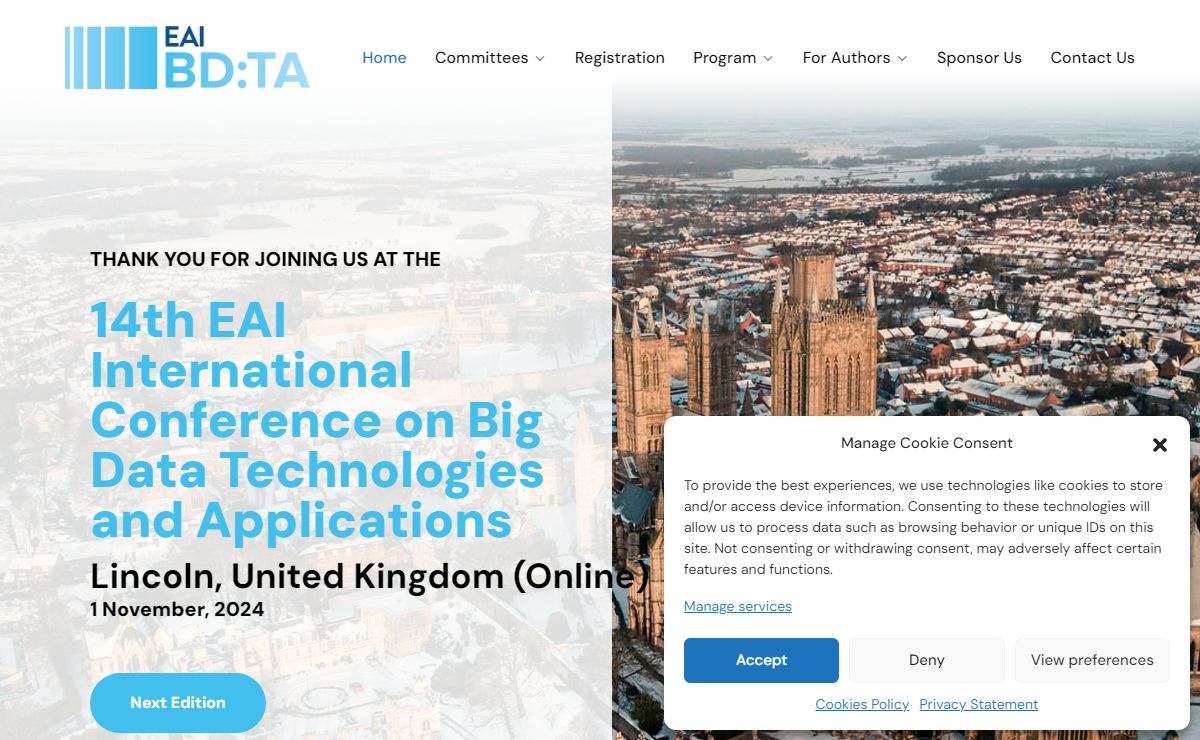 EAI BDTA 2024 – 14th EAI International Conference on Big Data Technologies and Applications – 16th EAI International Conference on Performance Evaluation Methodologies and Tools