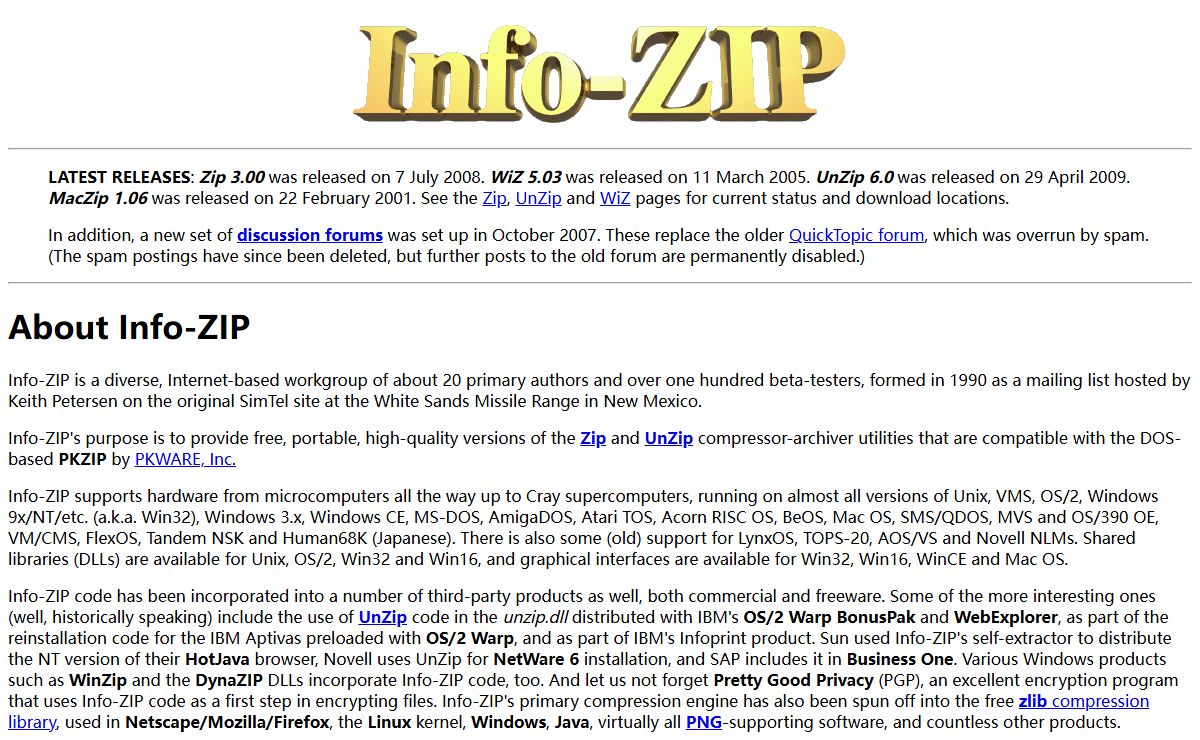 Info-ZIP Home Page