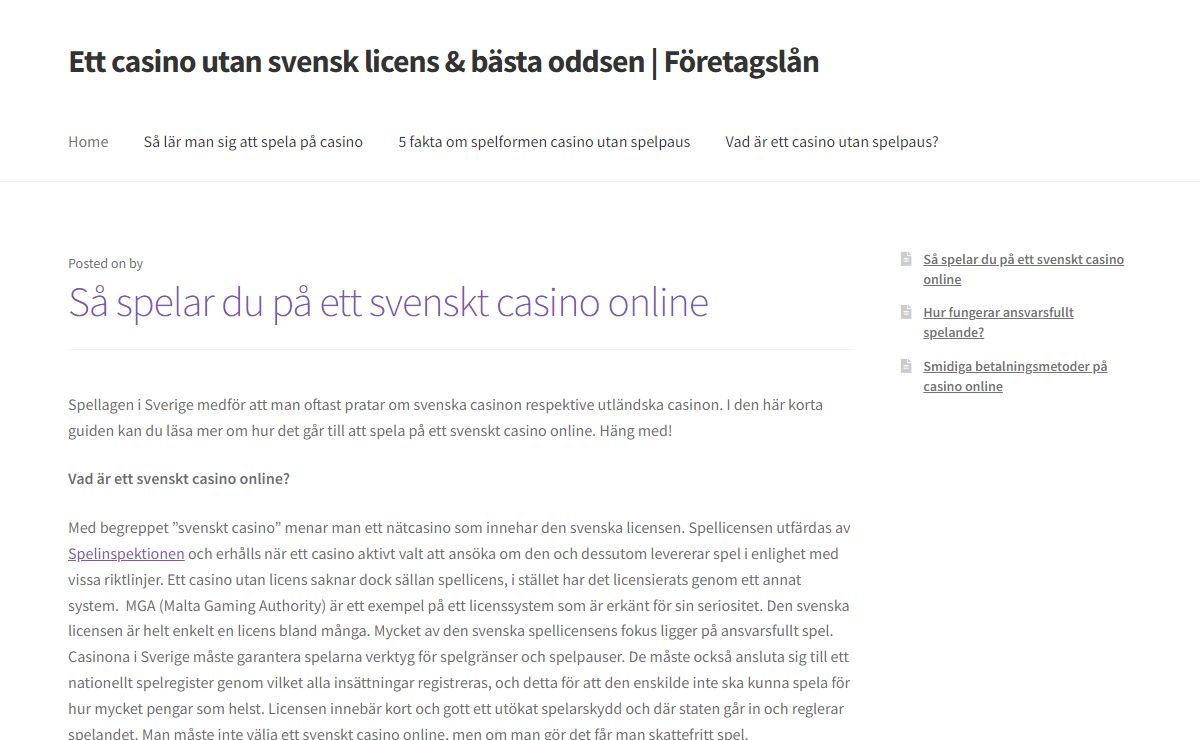 Ett casino utan svensk licens & bästa oddsen | Företagslån