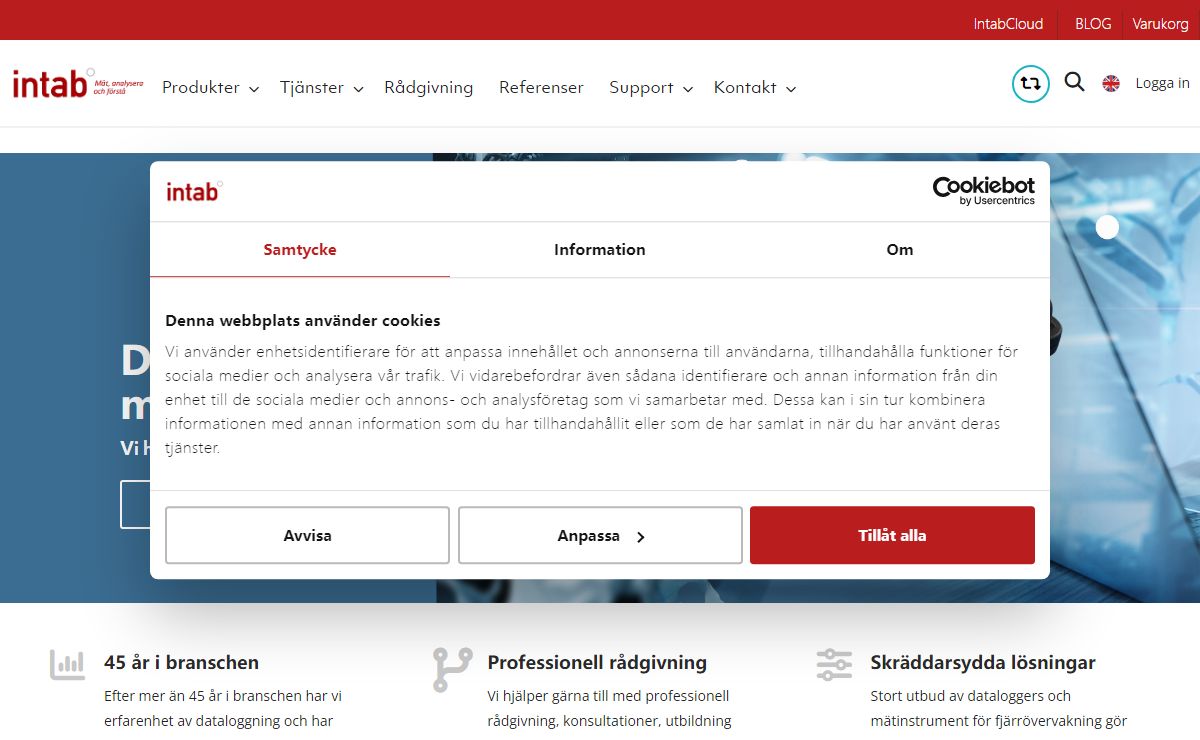 Mätinstrument och dataloggers för avancerad analys av mätdata - Intab
