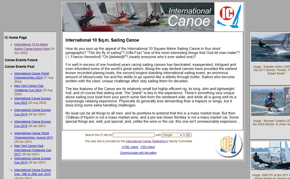 International 10 Sq Metre Sailing Canoe Home Page