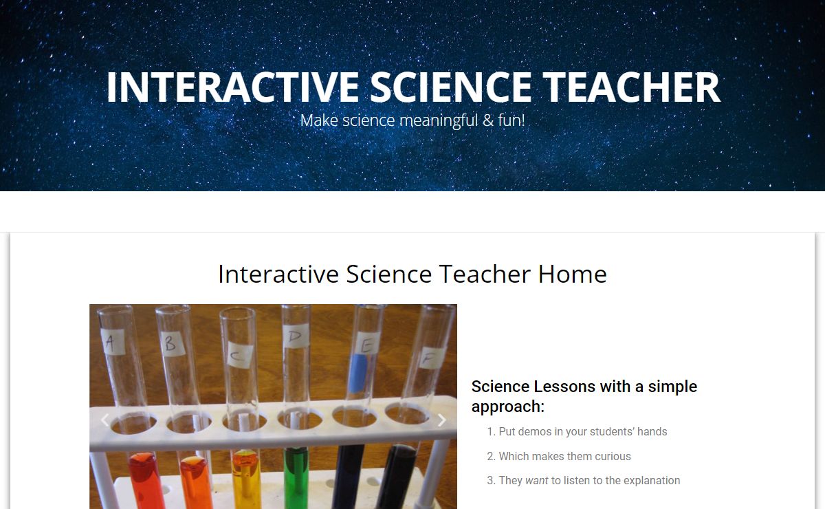 Interactive Science Teacher Home - Interactive Science Teacher