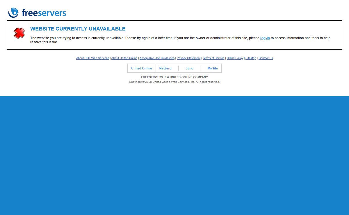 WEBSITE CURRENTLY UNAVAILABLE - FreeServers
