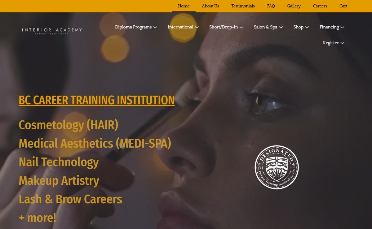 Interior Academy – Private Career Training Institution for Professional Hair, Esthetics, Nails, Makeup, Lash programs and more! Award-winning programs, instructors, and hands on training.
