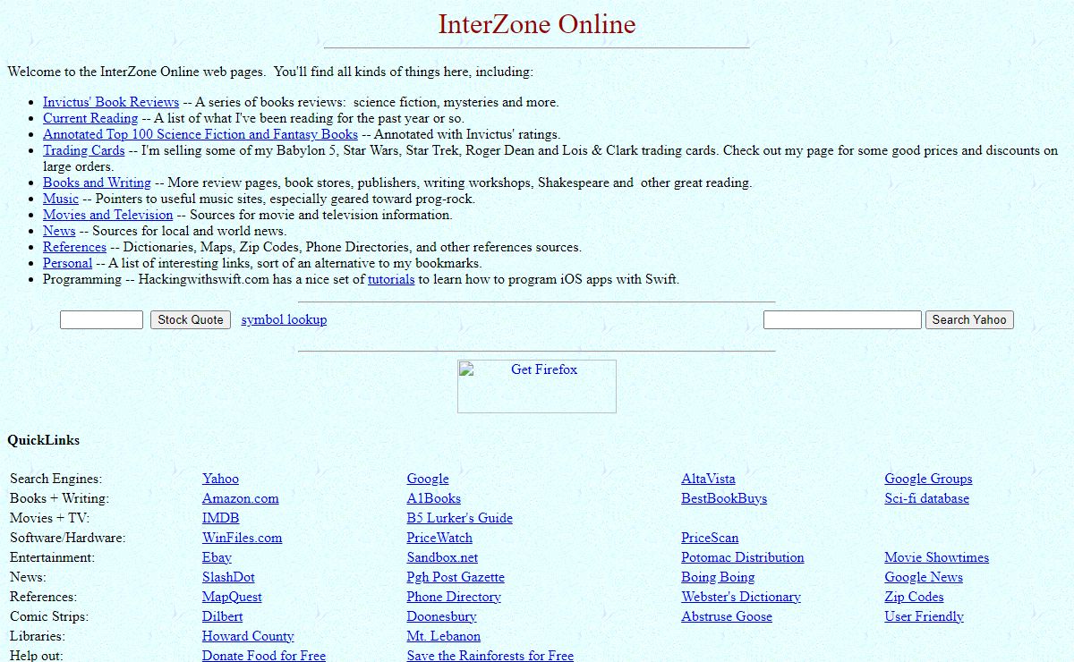 InterZone Online Quick Links