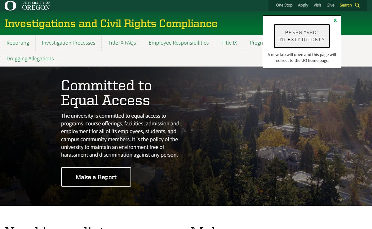 Investigations and Civil Rights Compliance | University of Oregon