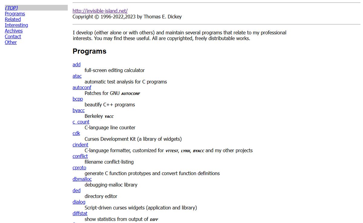 Thomas E. Dickey's software development projects
