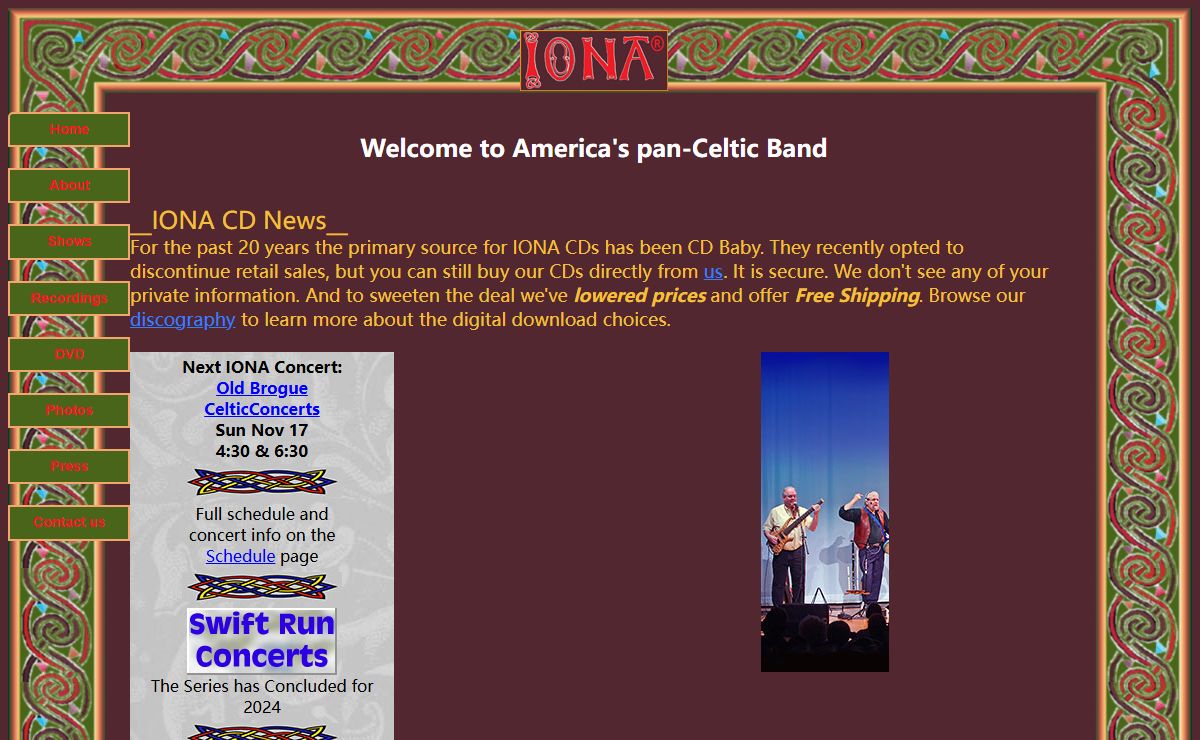 Official Home Page for the original IONA® Celtic band.