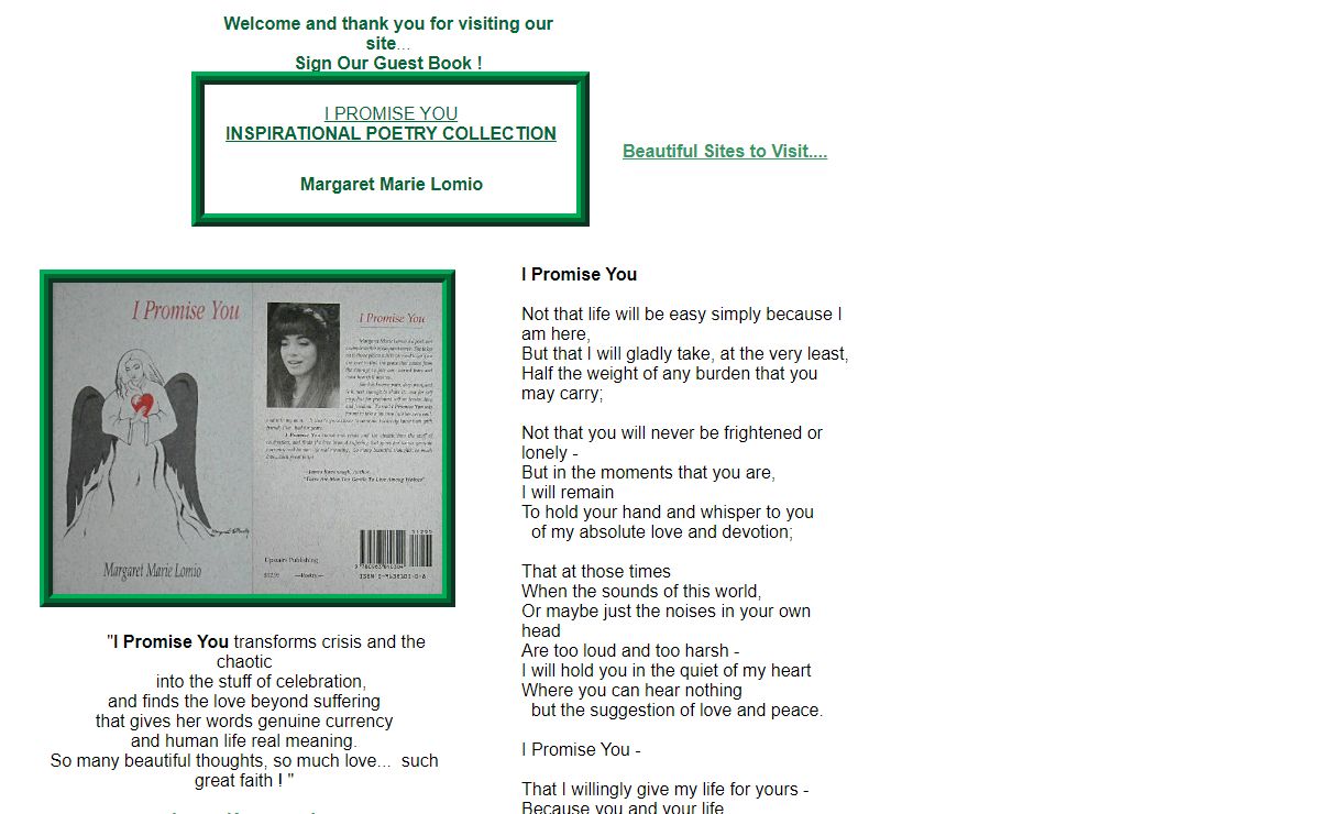 Inspirational Poetry - I Promise You, poet Margaret Marie Lomio