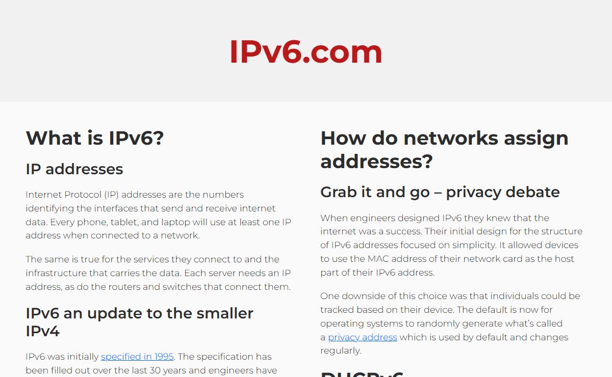 IPv6.com - Because 6 is so much more than 4
