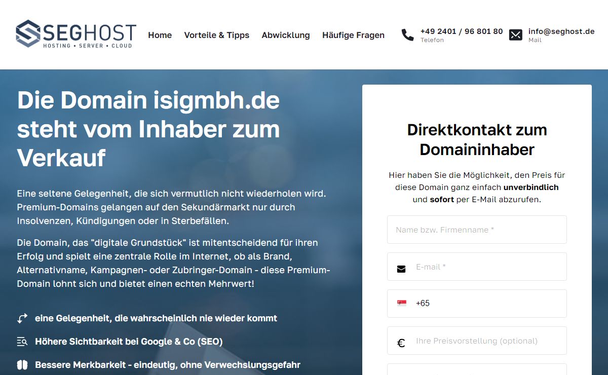isigmbh.de steht zum Verkauf