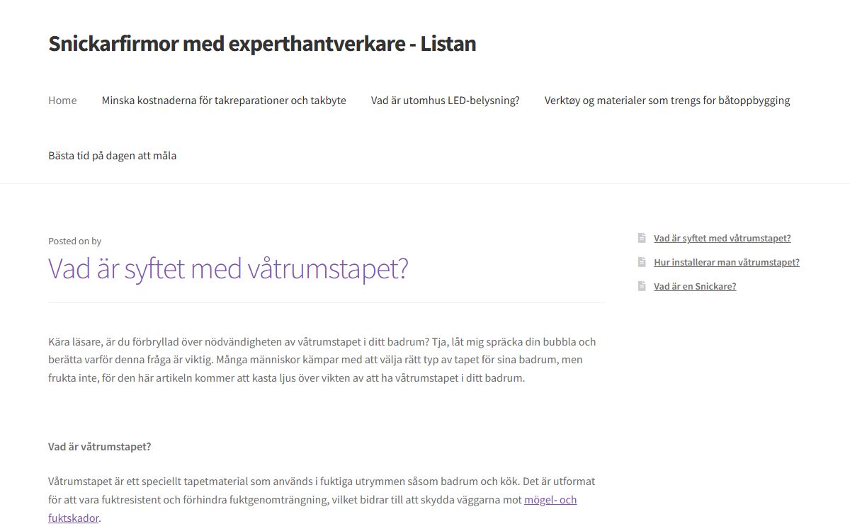 Snickarfirmor med experthantverkare – Listan