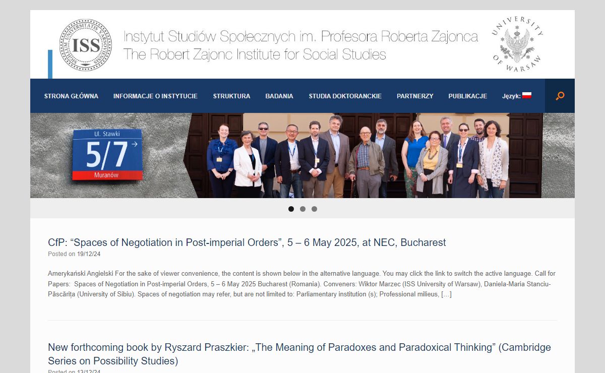 Instytut Studiów Społecznych im. Profesora Roberta Zajonca – Instytut Studiów Społecznych (ISS) działający przy Uniwersytecie Warszawskim jest afiliowany przez Institute for Social Research (University of Michigan, Ann Arbor). ISS jako instytut badan interdyscyplinarnych skupia naukowców z obszaru socjologii, psychologii, ekonomii oraz nauk politycznych.