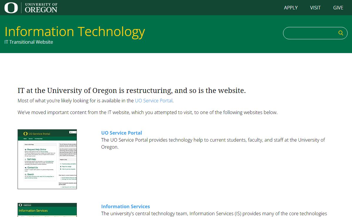 Information Technology – IT Transitional Website